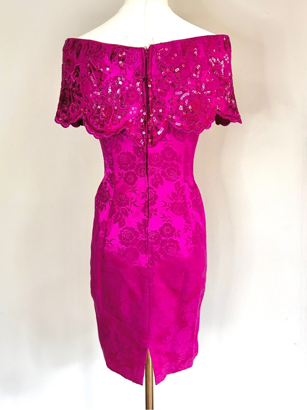 Vintage Jessica McClintock Gunne Sax 90s Barbie Fuchsia Sequin Party Dress ~ XXS - Picture 8 of 16